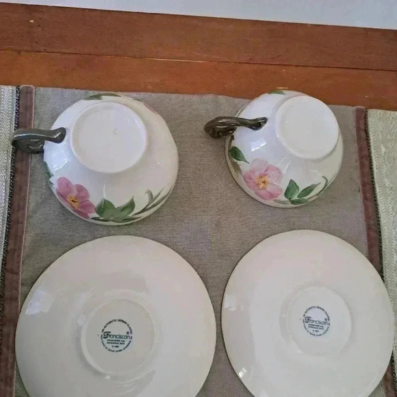 Cups and saucers set Franciscan Desert rose china - Picture 7 of 9
